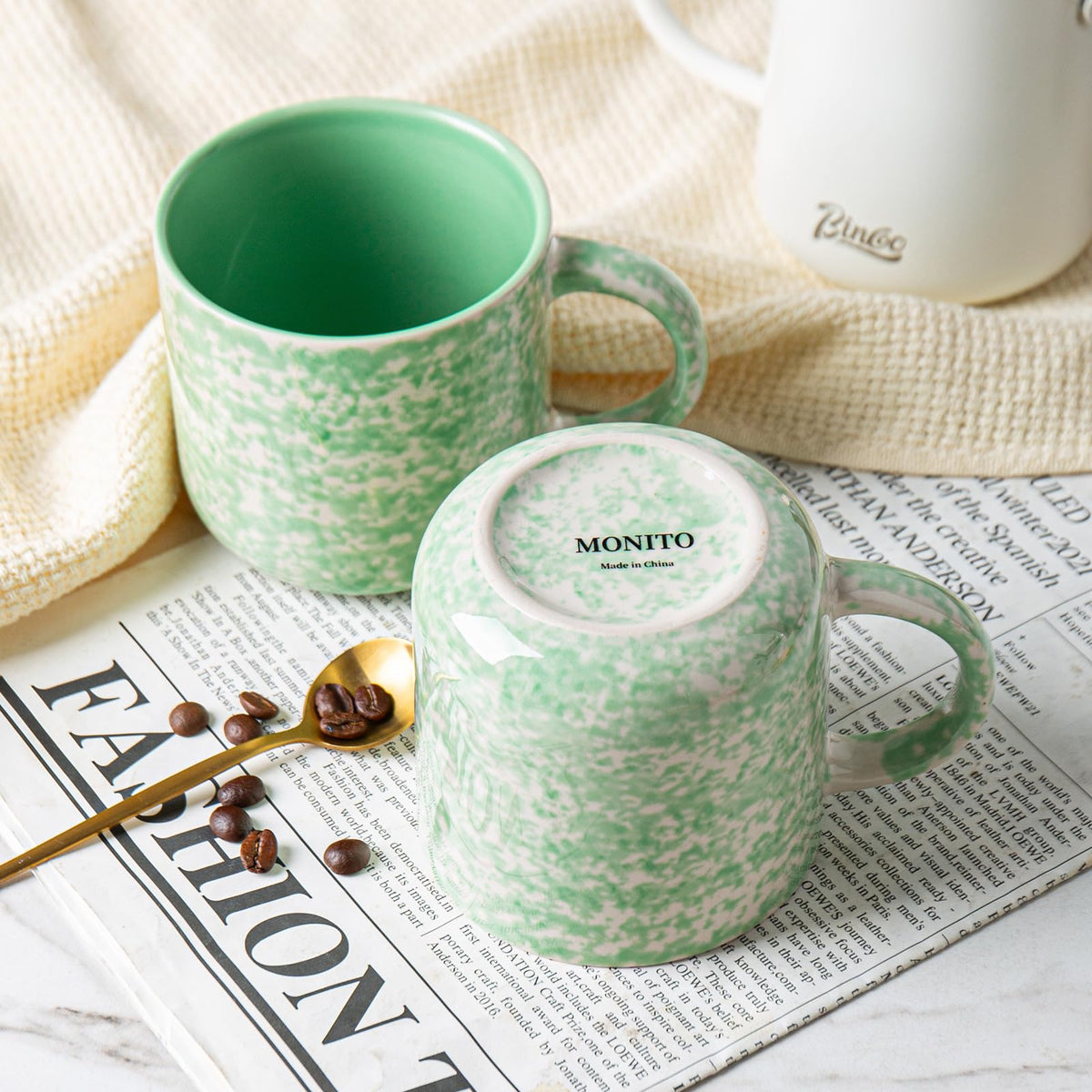 Nordly 12oz Ceramic Coffee Mugs – Set of 4, Green