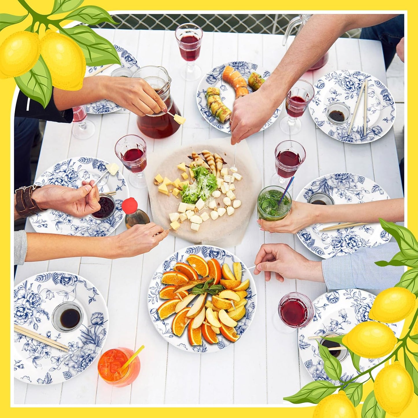 Blue Floral Ceramic Plates – Set of 6, 6 Inch | Nordly