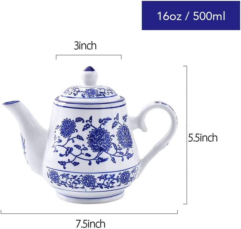 Blue & White Ceramic Small Teapot 16.5oz | Nordly