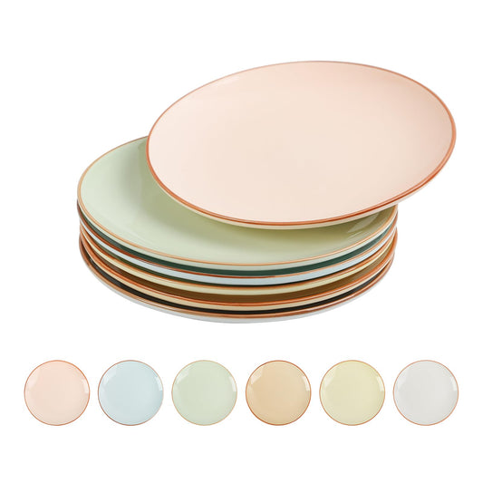 Nordly Colorful Ceramic Dessert Plates – Set of 6, 8 Inch, Assorted Colors