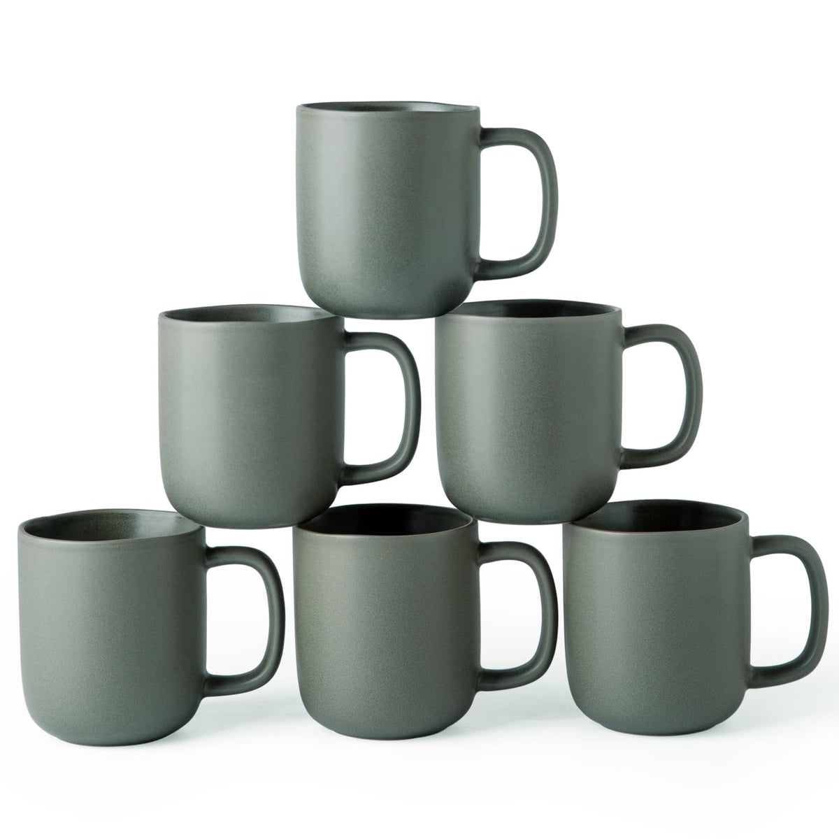 Nordly 14oz Ceramic Coffee Mugs – Set of 6, Reactive Glaze