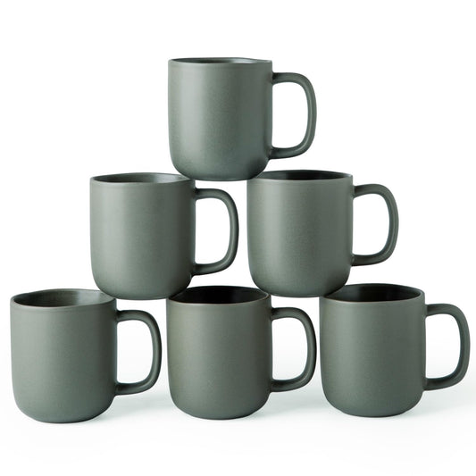 Nordly 14oz Ceramic Coffee Mugs – Set of 6, Reactive Glaze