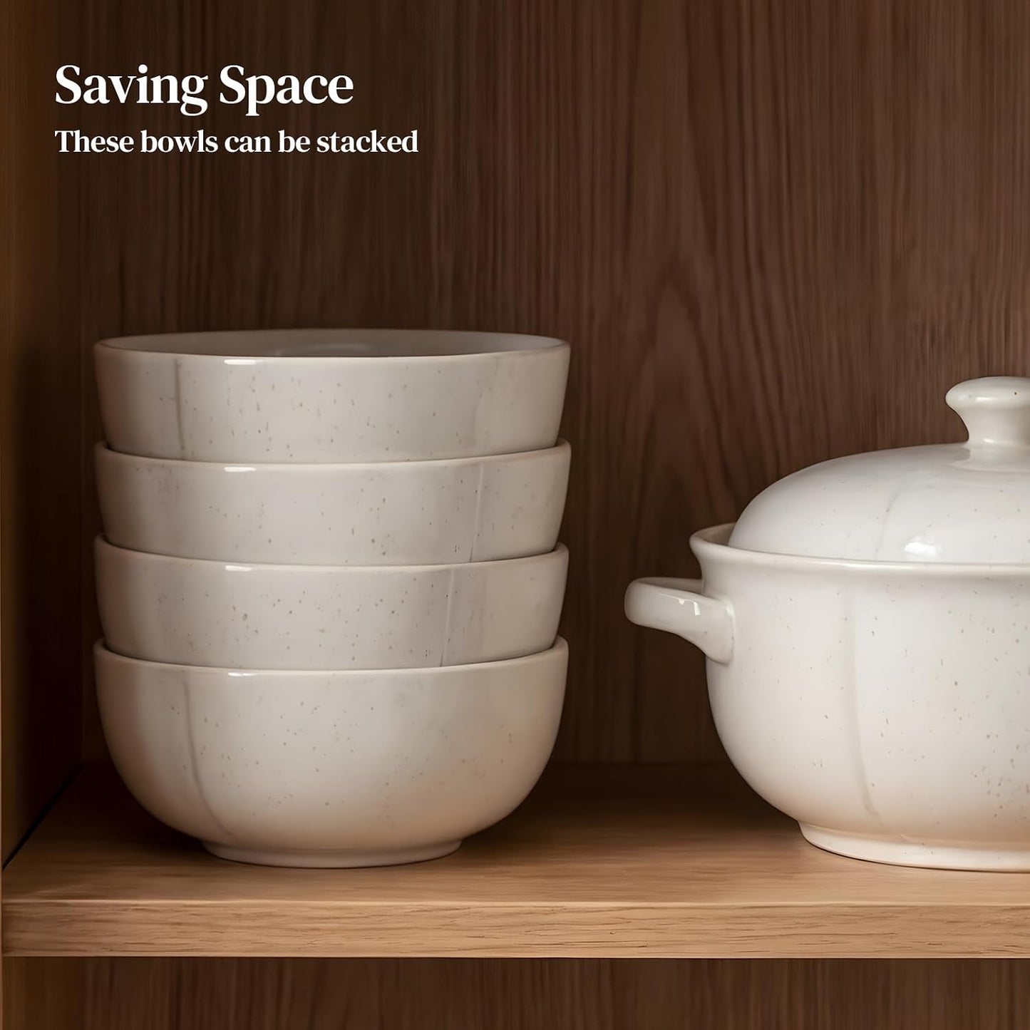 Large Ceramic Soup Bowls 32oz – Sesame Glaze, Set of 4 | Nordly