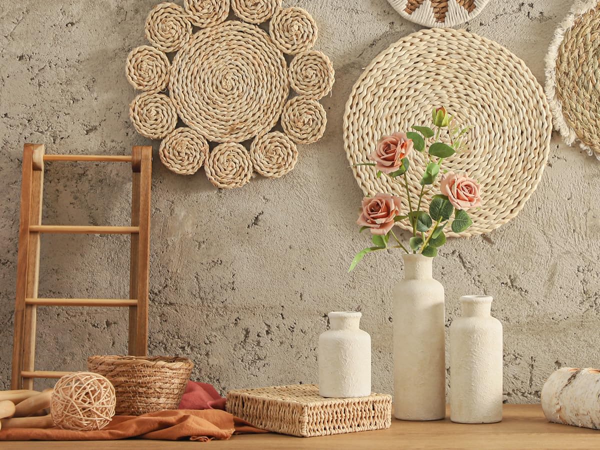 Nordly Ceramic Vases Set of 3 – Whitewashed Neutral, Farmhouse Decor