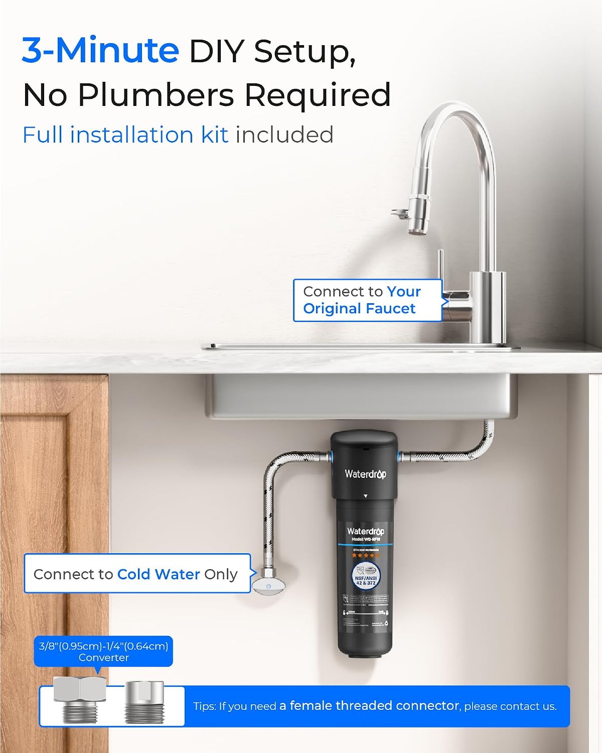 Waterdrop 10UA Under Sink Water Filter System, 11000 Gallons Capacity