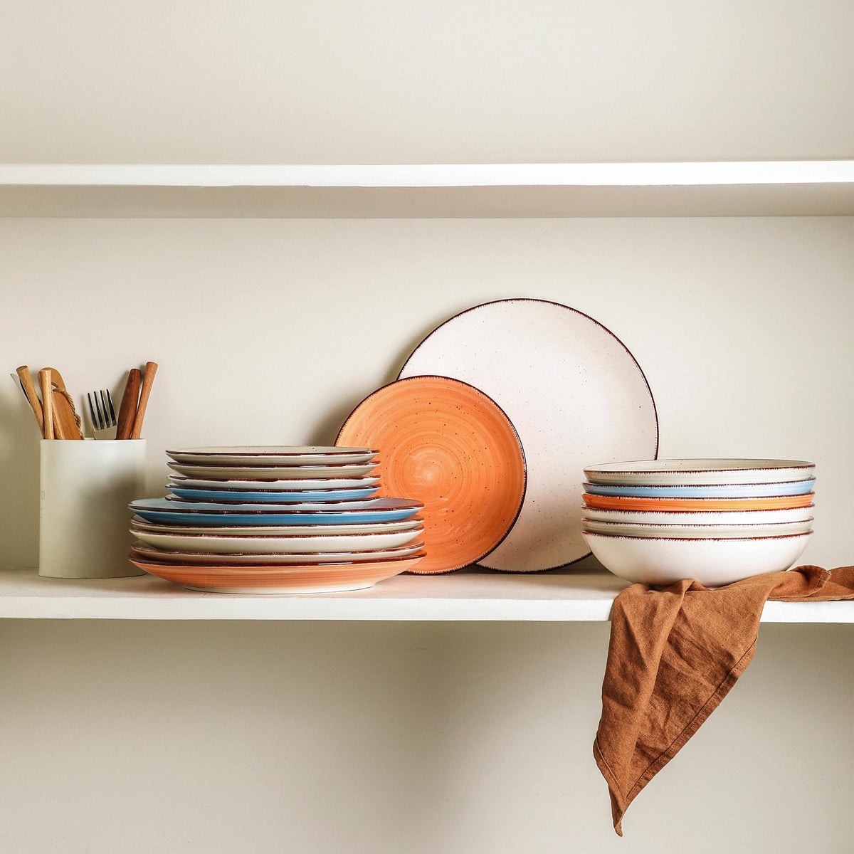 Nordly Ceramic Dinner Plates – Set of 6, 10.5 Inch, Blue