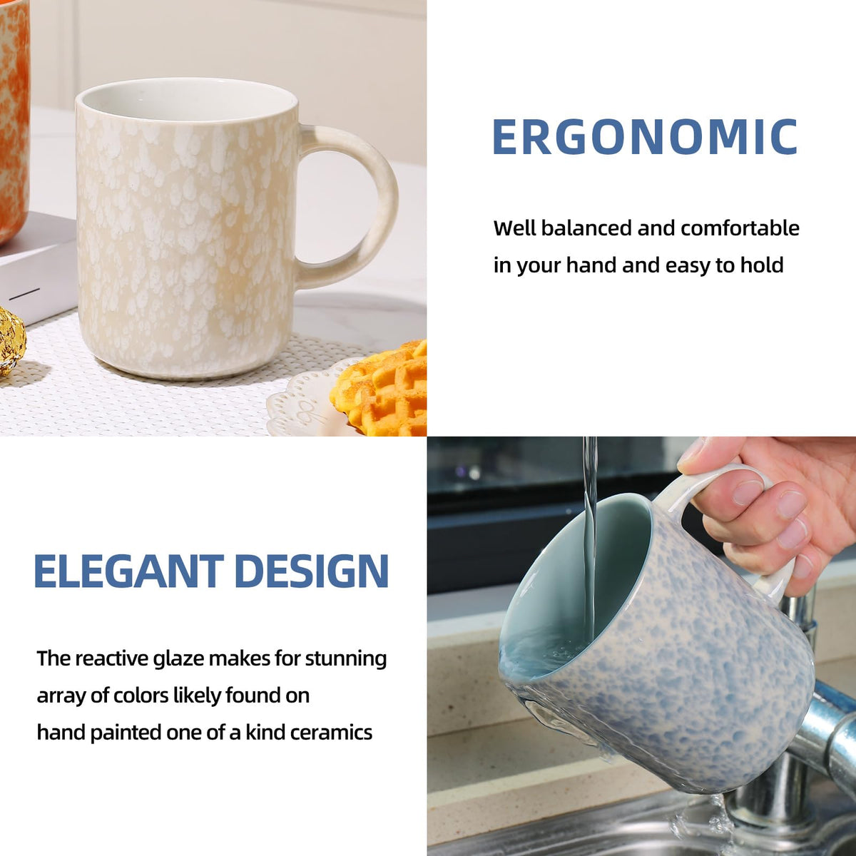 Nordly 17oz Ceramic Coffee Mugs – Set of 4