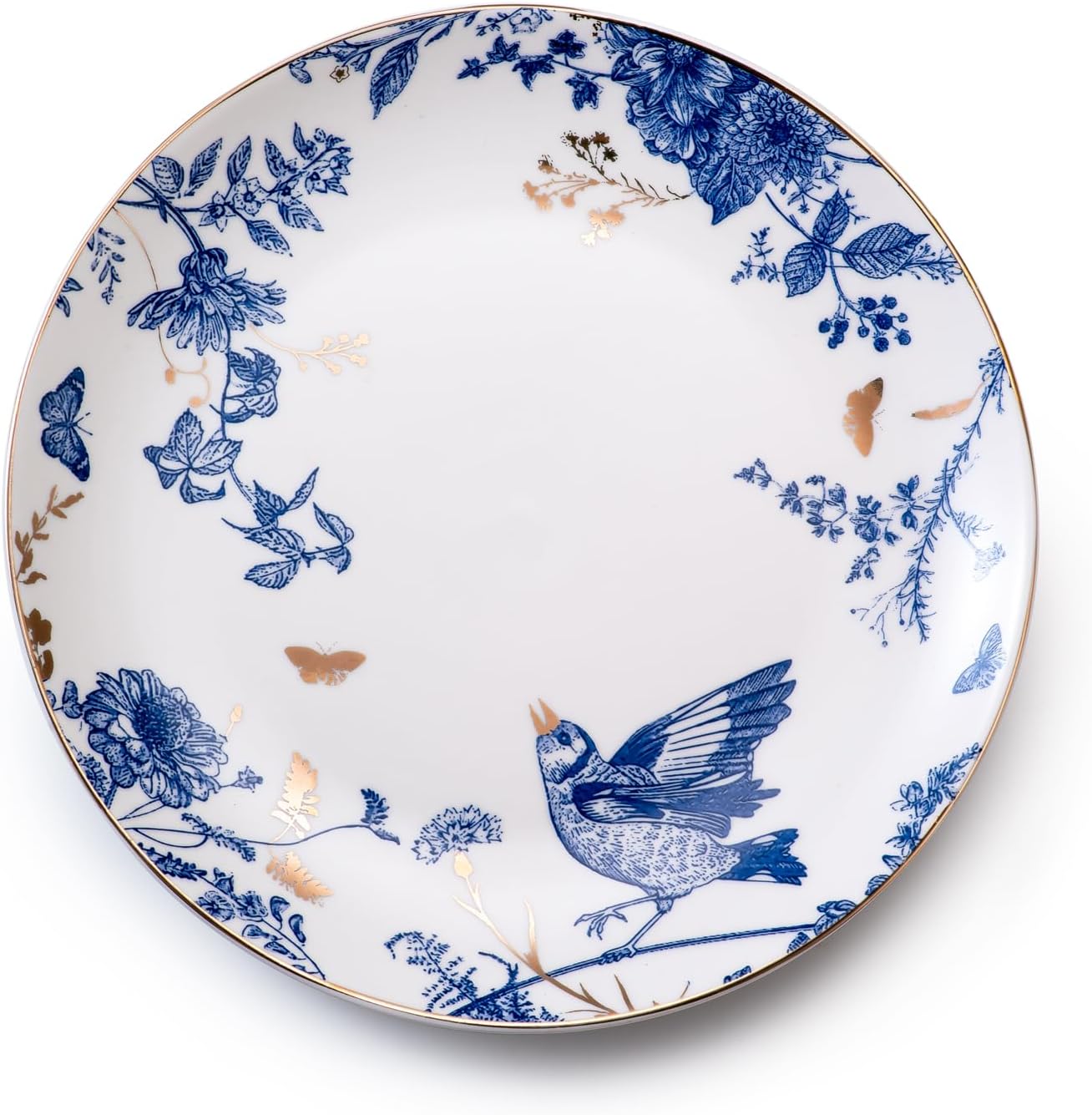 Blue & White Floral Porcelain Dinner Plates – Set of 4, 10 Inch | Nordly