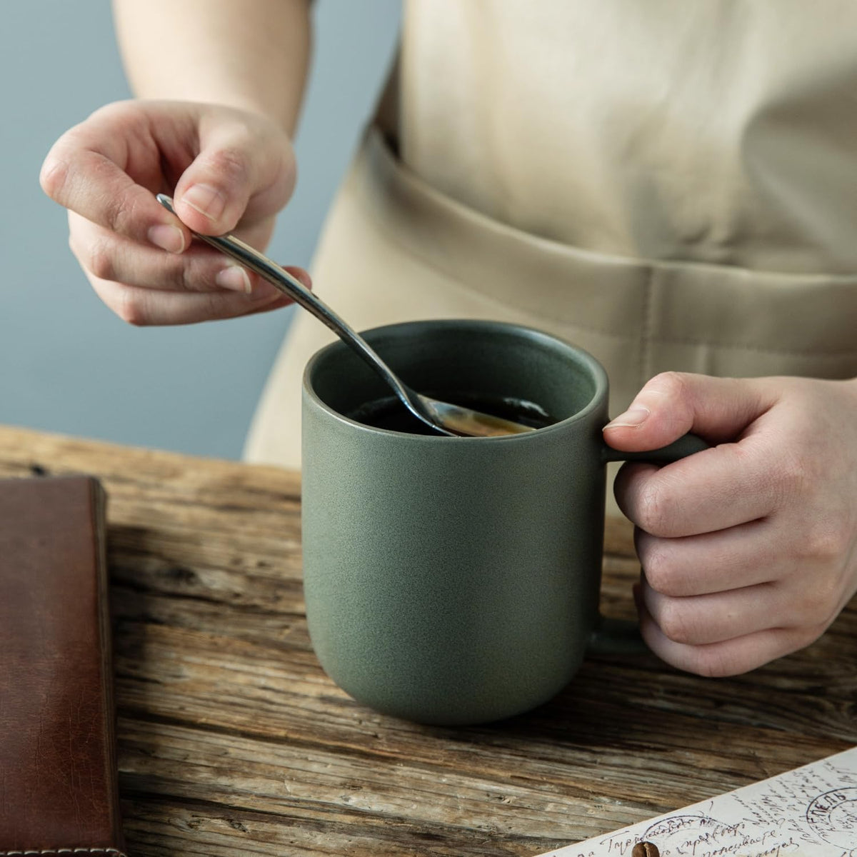Nordly 14oz Ceramic Coffee Mugs – Set of 6, Reactive Glaze