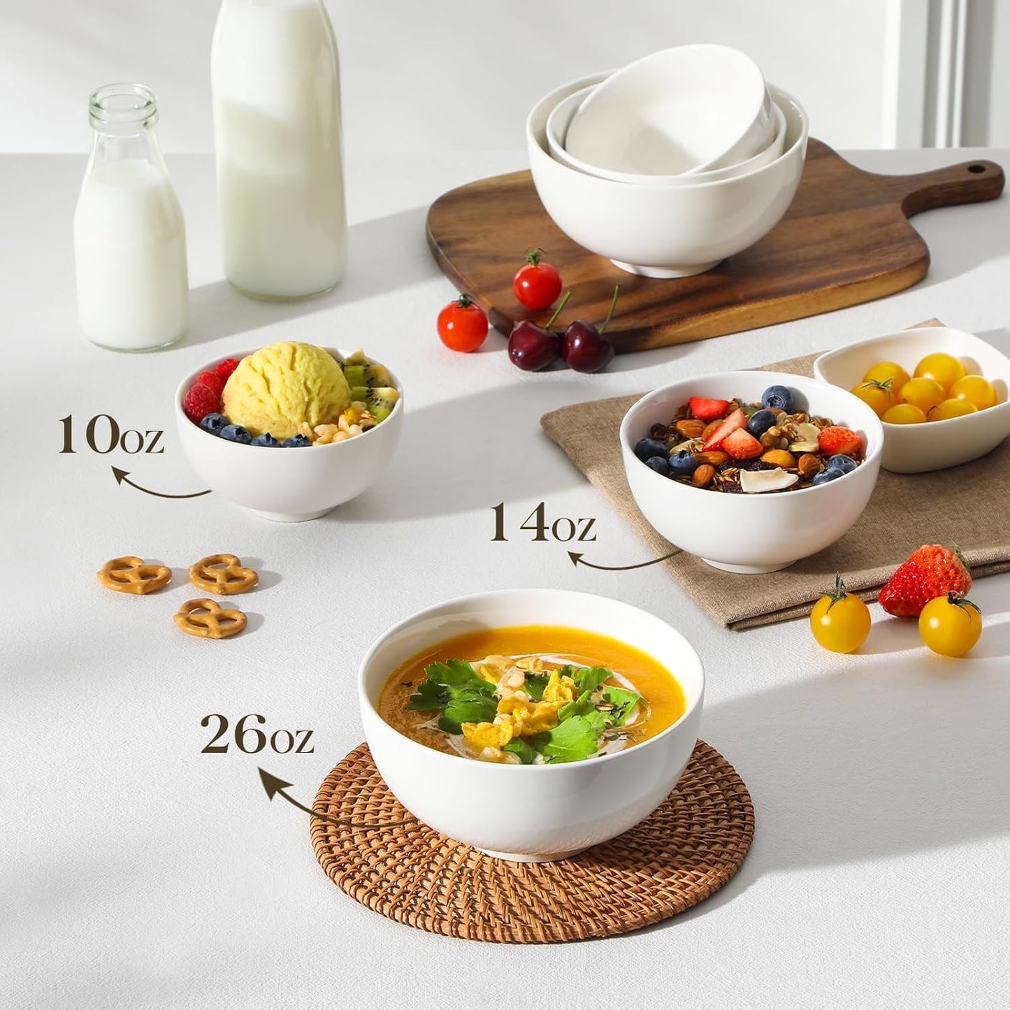 White Porcelain Soup Bowls 26oz – Set of 4 | Nordly