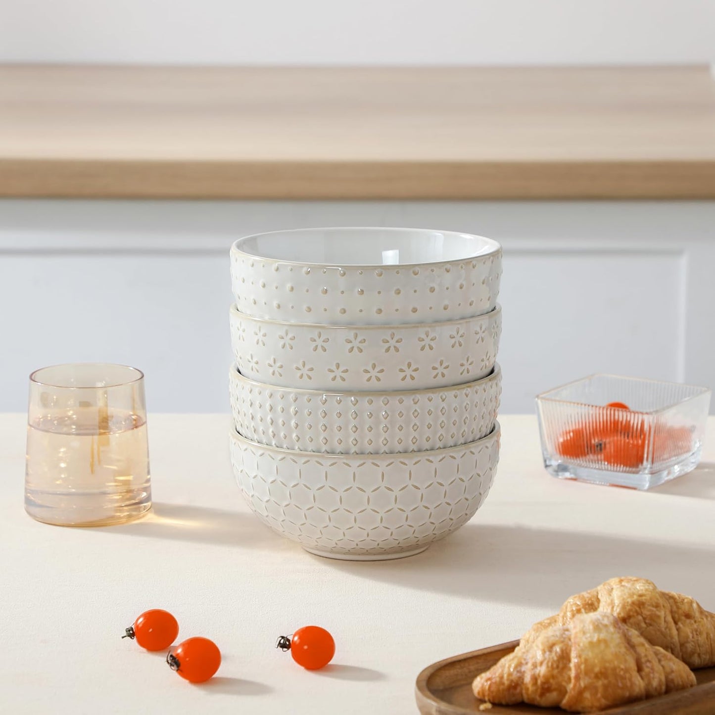 Arctic White Ceramic Cereal Bowls 30oz – Set of 4 | Nordly