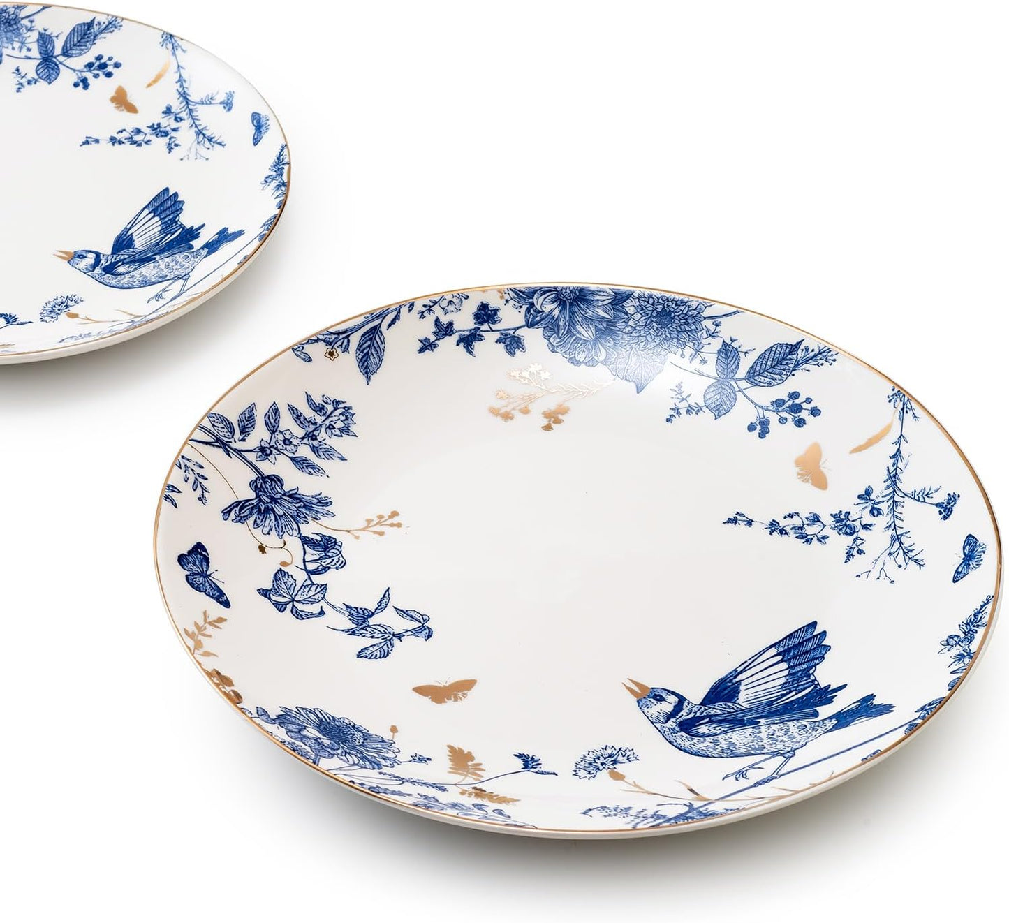 Blue & White Floral Porcelain Dinner Plates – Set of 4, 10 Inch | Nordly