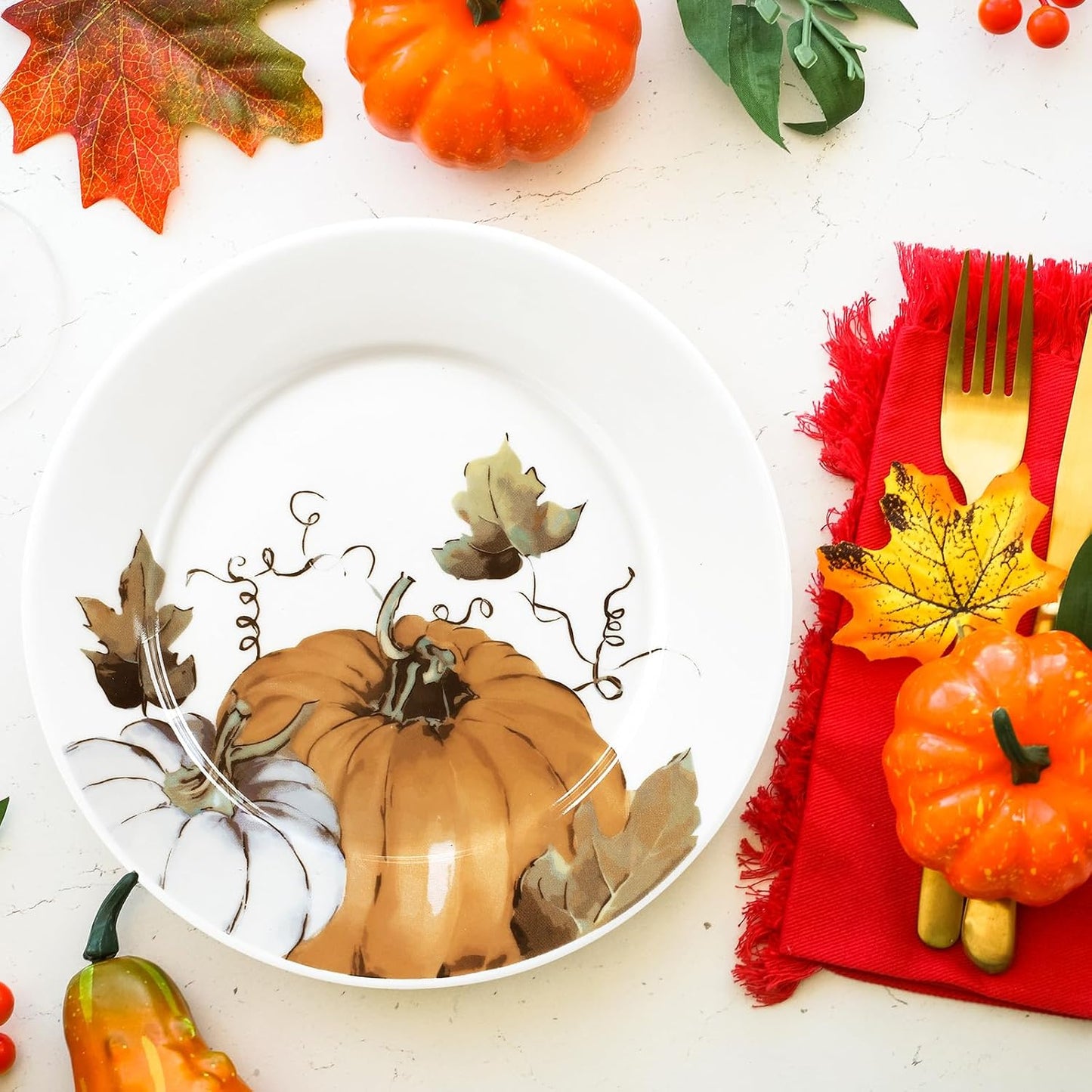 Fall Pumpkin Ceramic Plates – Set of 6, 6 Inch | Nordly
