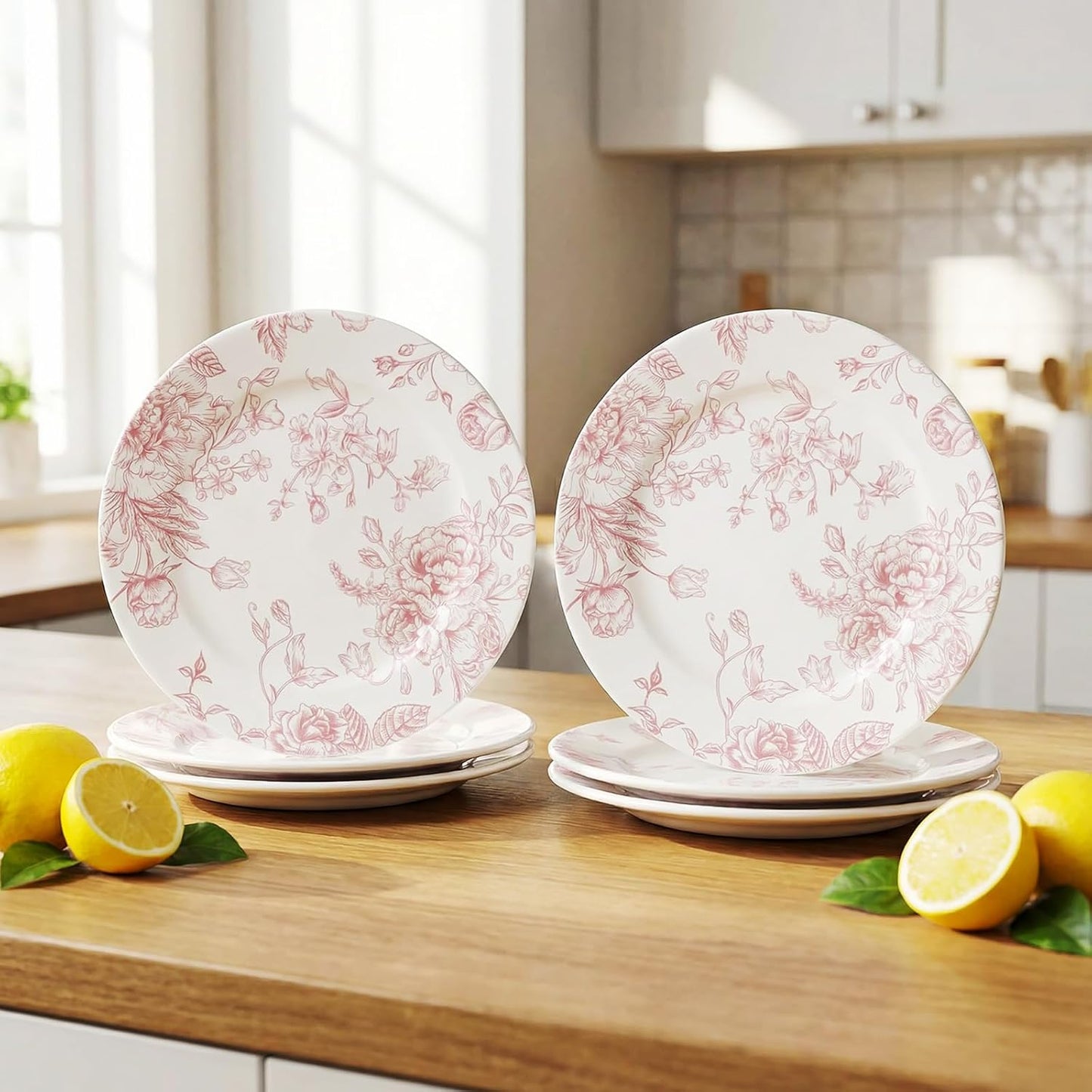 Pink Floral Ceramic Plates – Set of 6, 6 Inch | Nordly