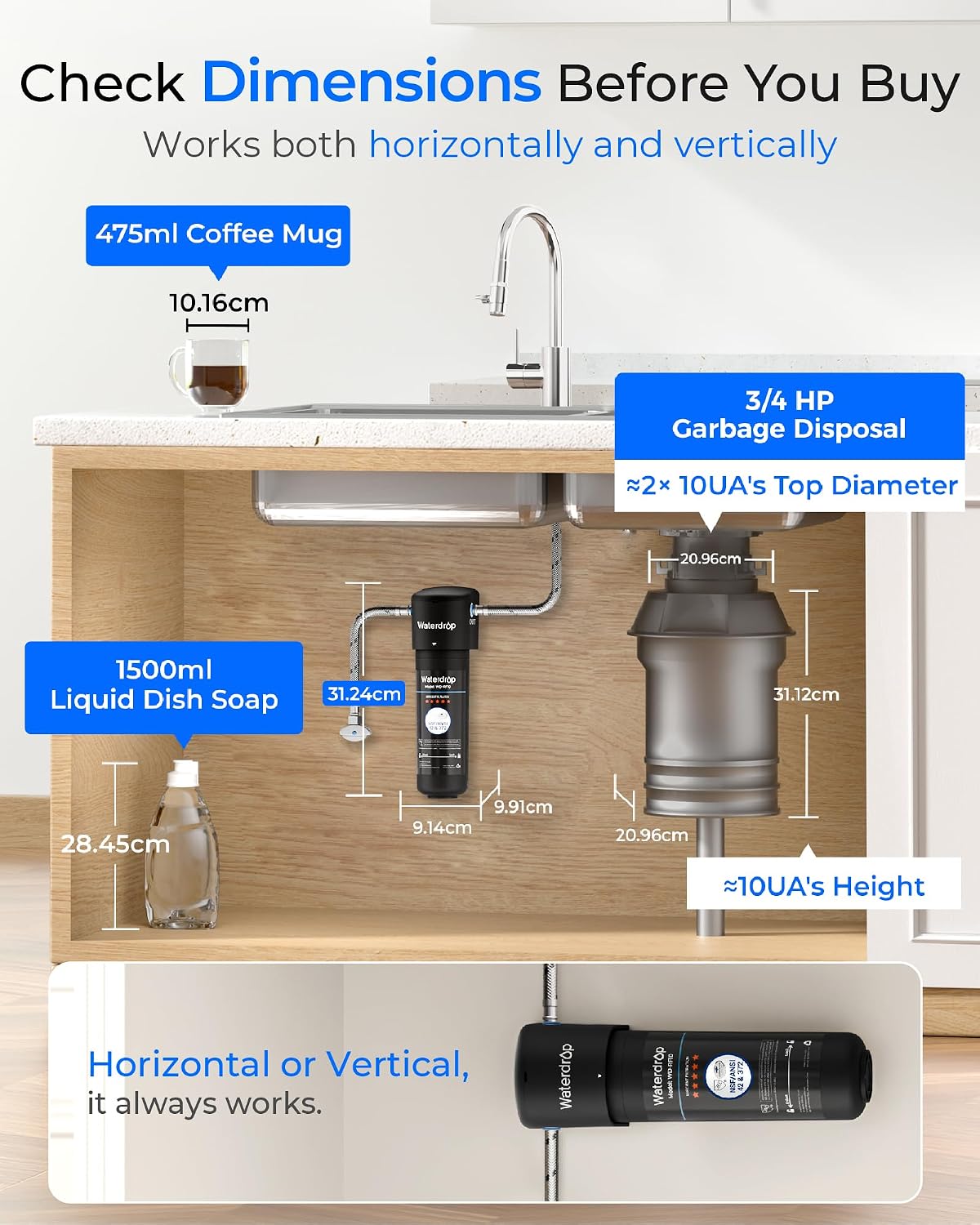 Waterdrop 10UA Under Sink Water Filter System, 11000 Gallons Capacity