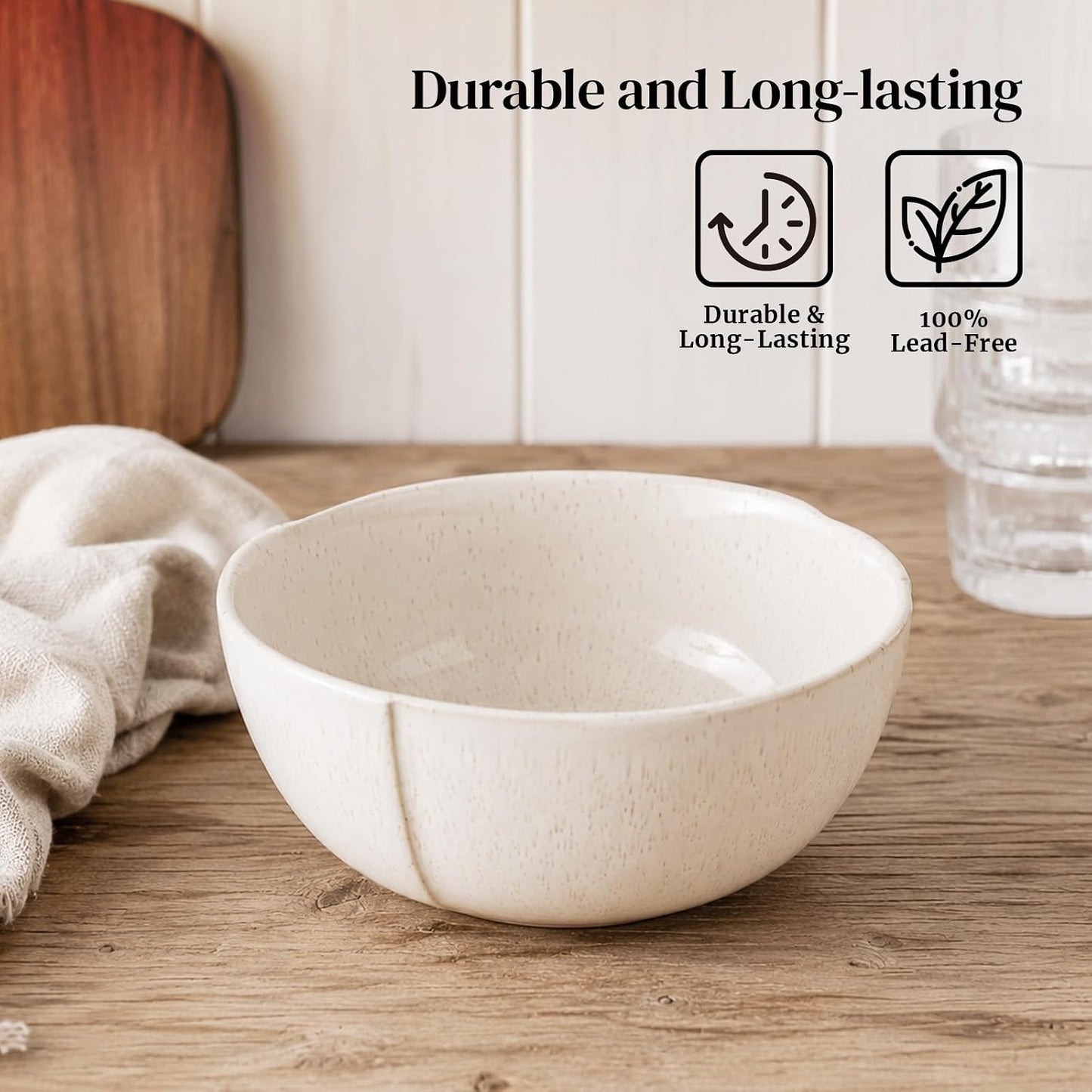 Large Ceramic Soup Bowls 32oz – Sesame Glaze, Set of 4 | Nordly
