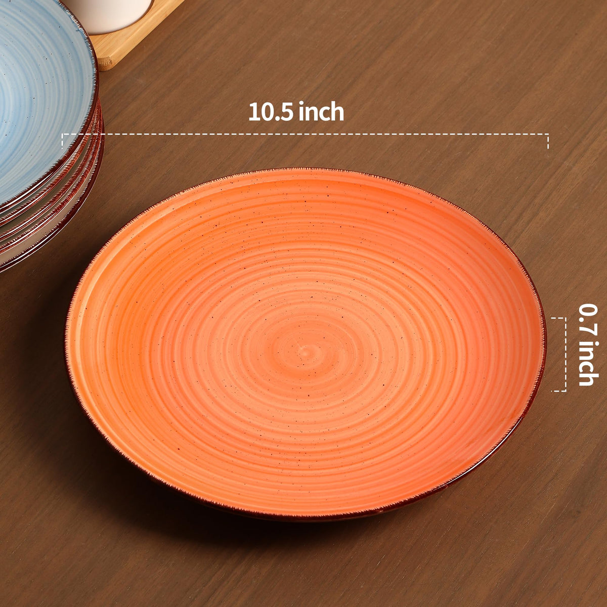 Nordly Ceramic Dinner Plates – Set of 6, 10.5 Inch, Blue