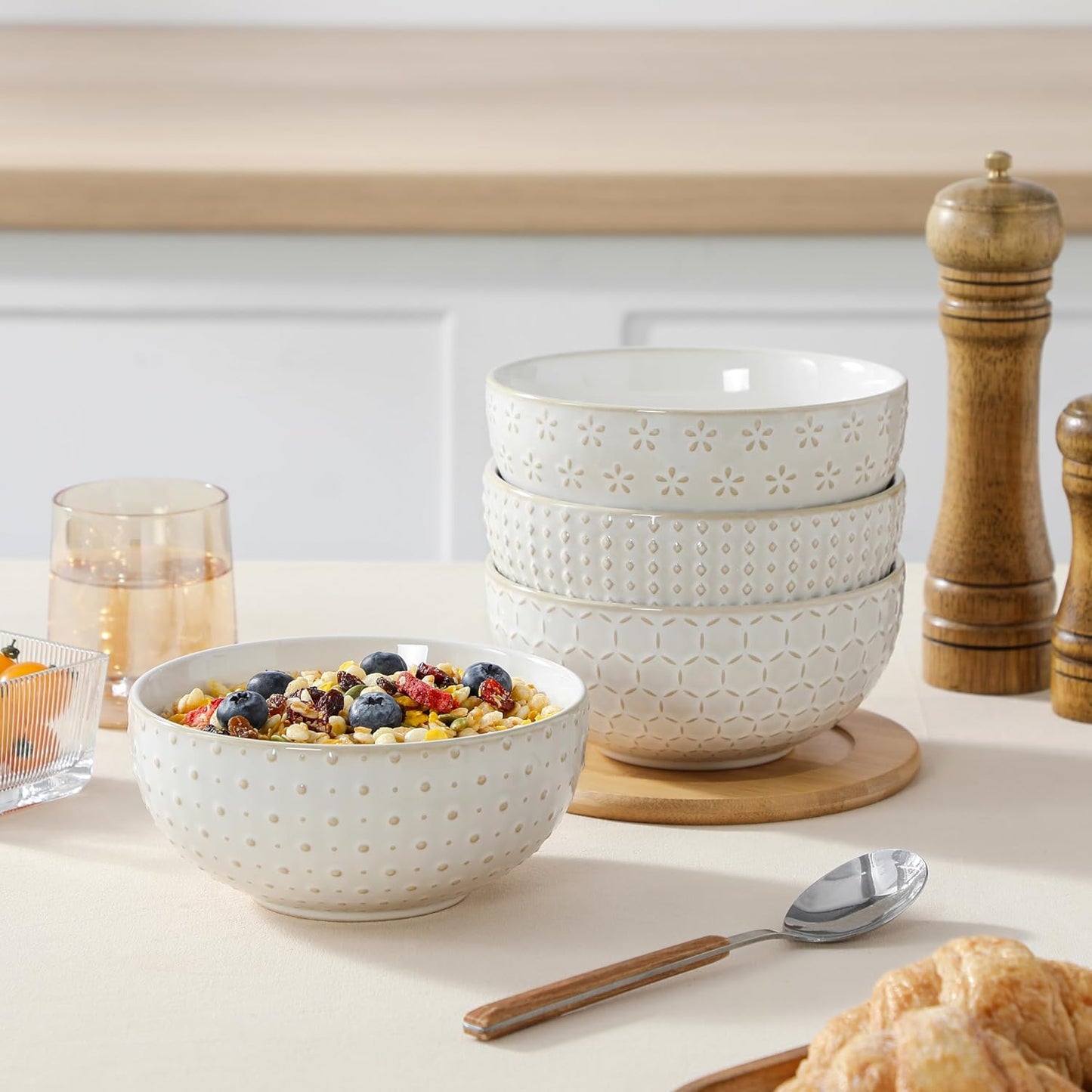 Arctic White Ceramic Cereal Bowls 30oz – Set of 4 | Nordly