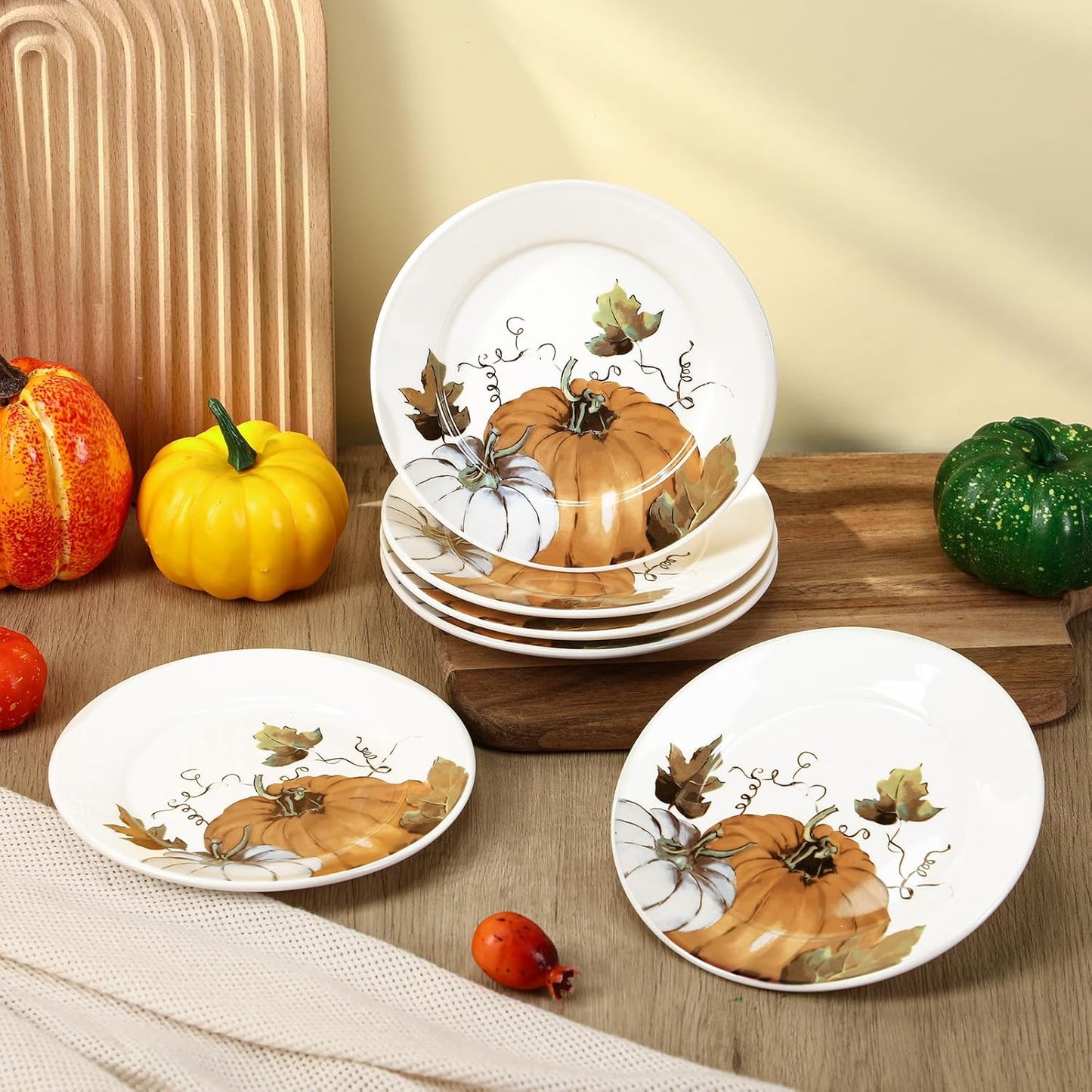 Fall Pumpkin Ceramic Plates – Set of 6, 6 Inch | Nordly