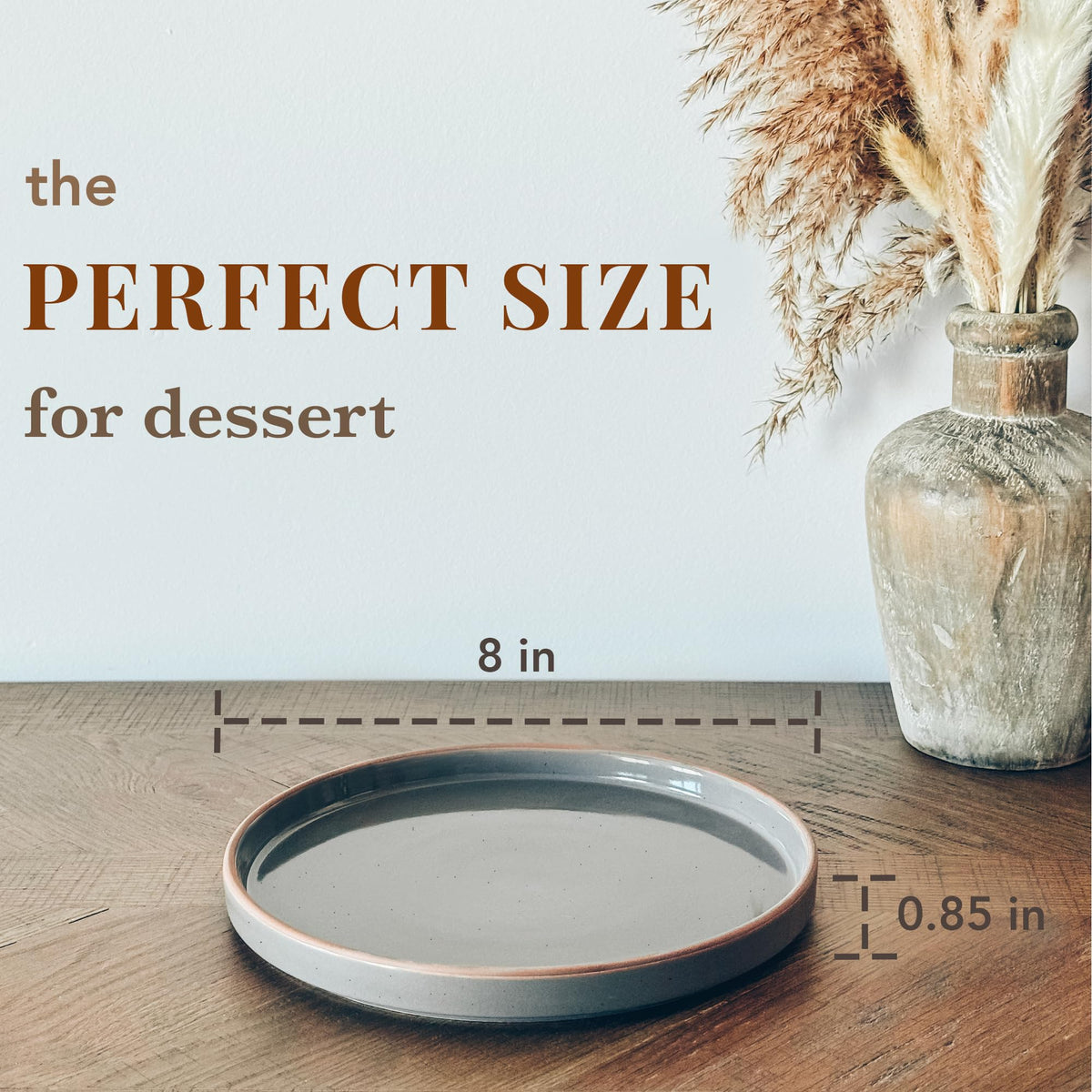 Nordly Ceramic Flat Plates – Set of 6, 8 Inch, Neutral Colors