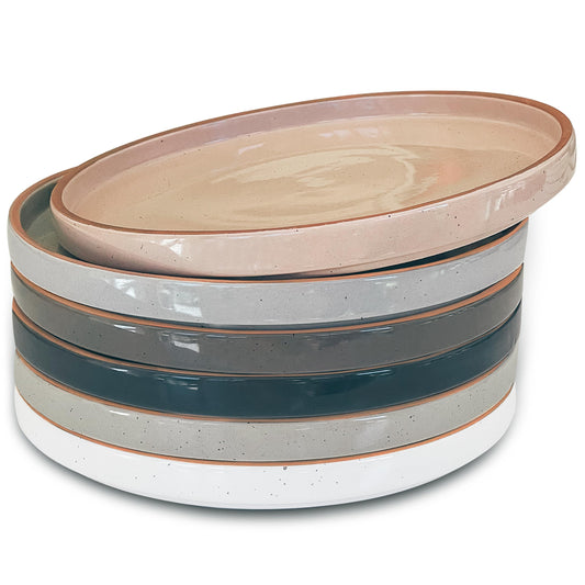 Nordly Ceramic Flat Plates – Set of 6, 8 Inch, Neutral Colors