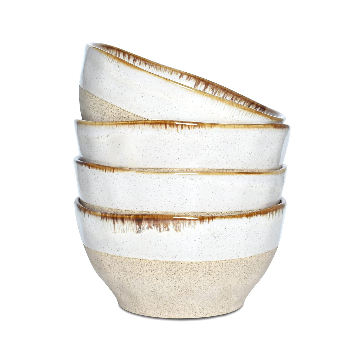 Beige Ceramic Soup Bowls 28oz – Set of 4, 6 Inch | Nordly