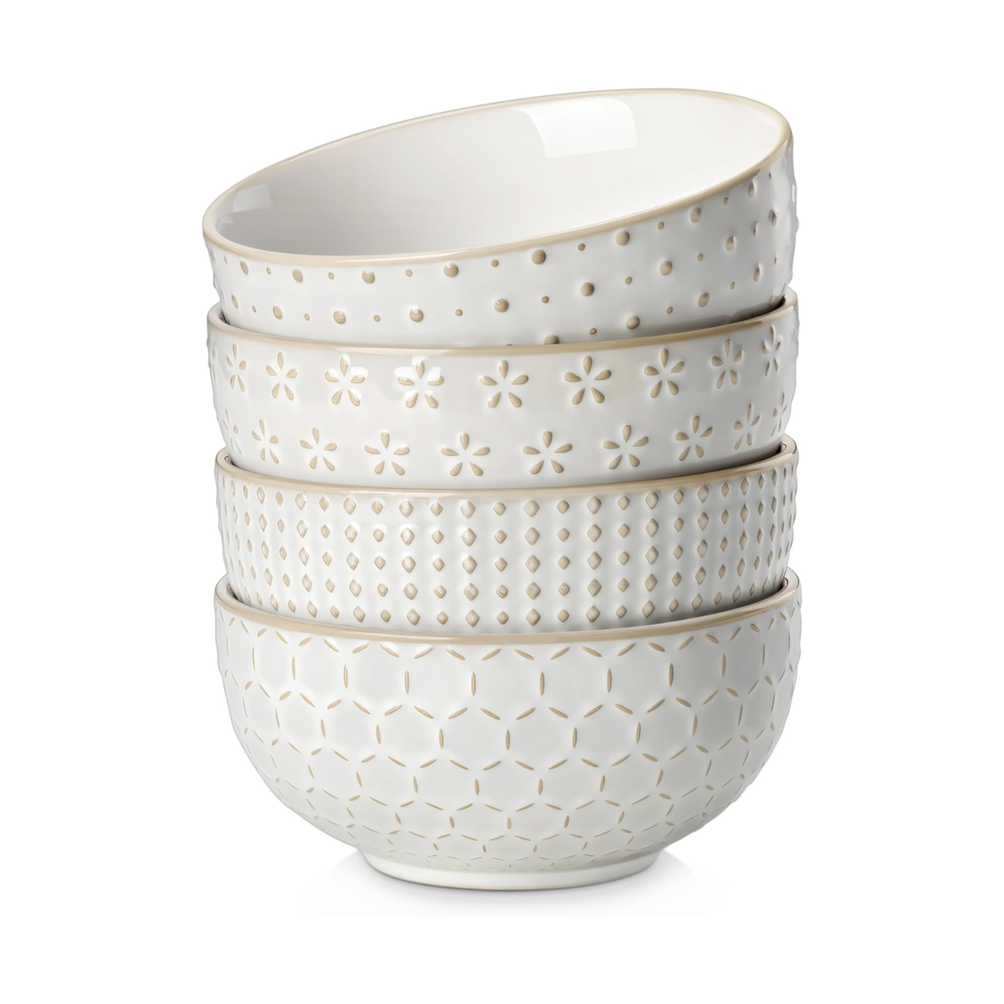 Arctic White Ceramic Cereal Bowls 30oz – Set of 4 | Nordly