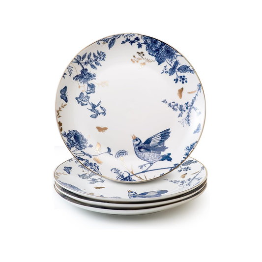 Blue & White Floral Porcelain Dinner Plates – Set of 4, 10 Inch | Nordly