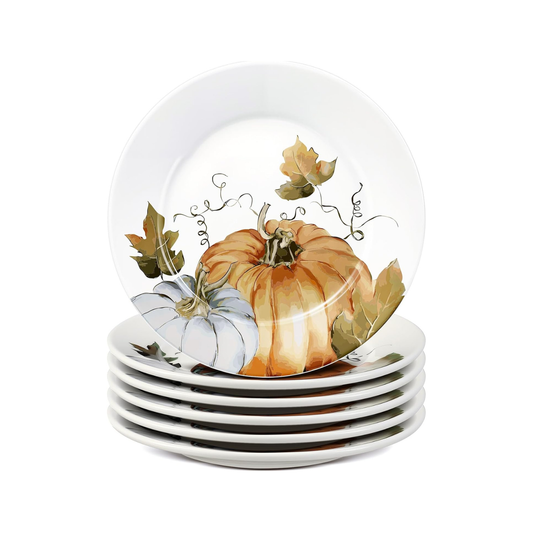 Fall Pumpkin Ceramic Plates – Set of 6, 6 Inch | Nordly