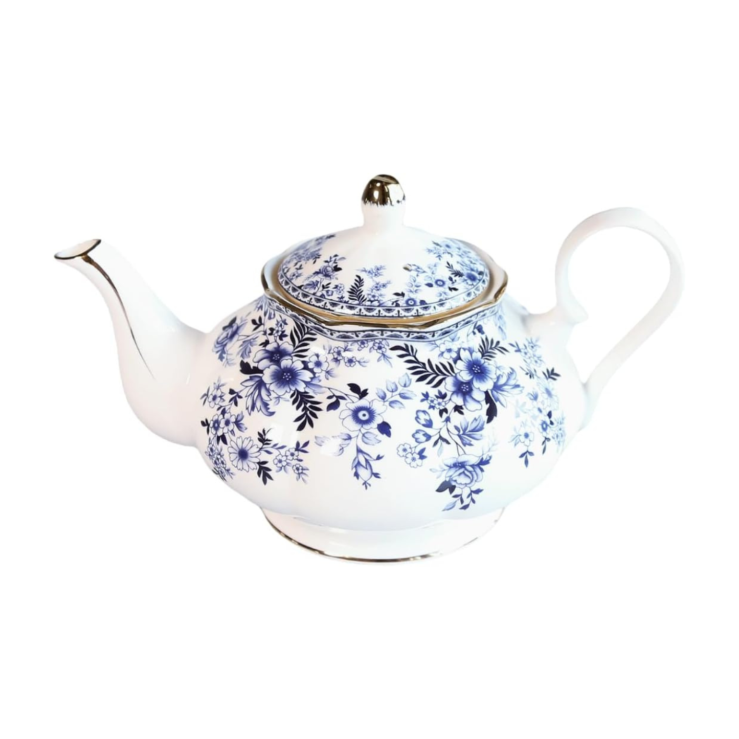 Vintage Floral Ceramic Teapot 22oz – Gold Rim | Nordly